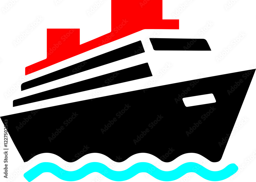 Elegant Cruise Ship Logo with Ocean Waves Vector Design Elegant Cruise Ship Logo with Ocean Waves Vector Design