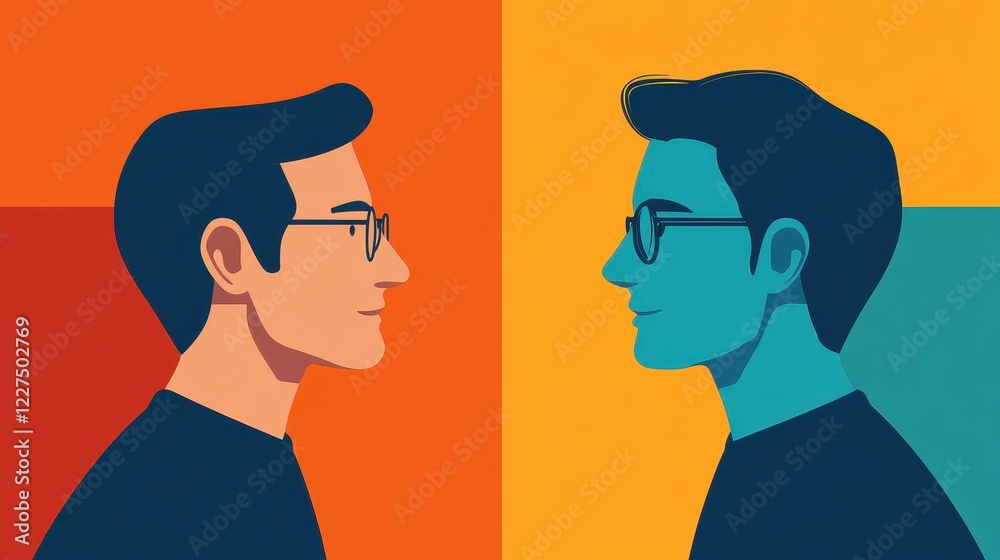 Business networking flat design front view social connection theme cartoon drawing split-complementary color scheme. Business networking flat design front view social connection theme cartoon drawing split-complementary color scheme.