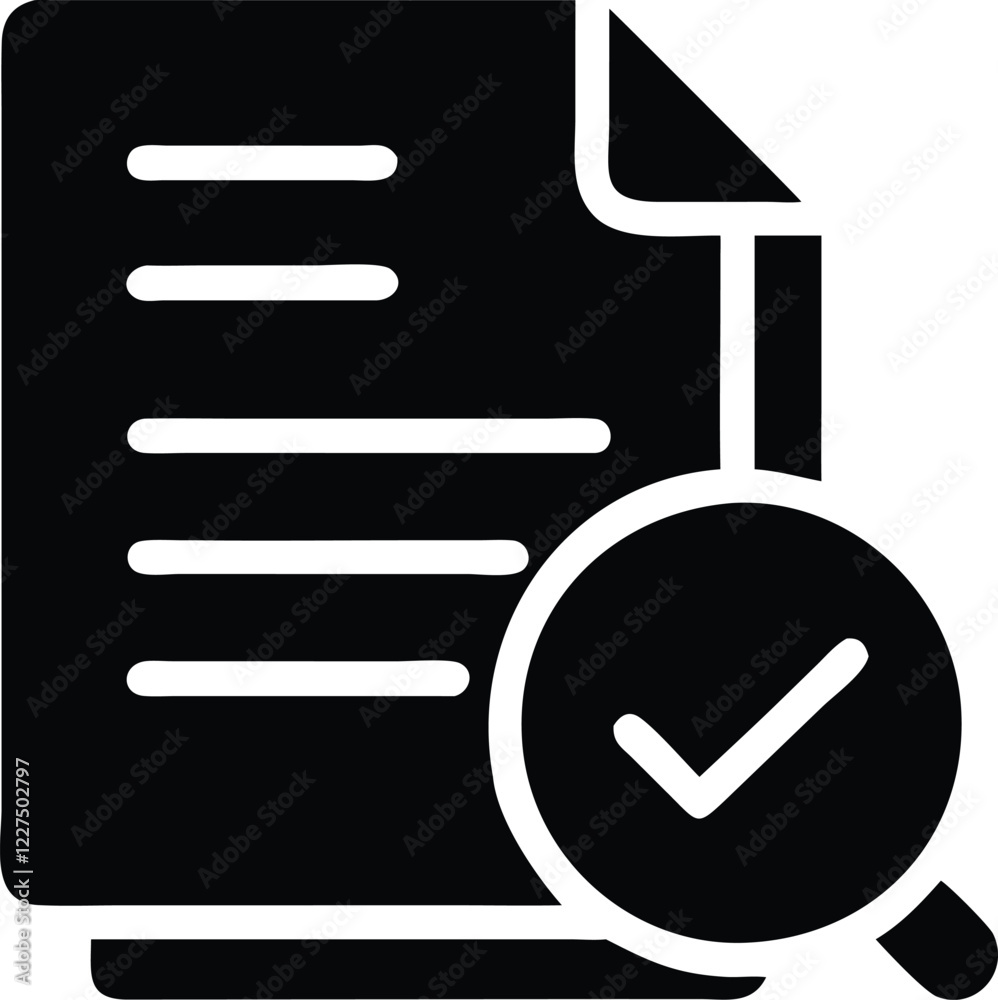 Approved Document with Magnifying Glass Illustration Approved Document with Magnifying Glass Illustration