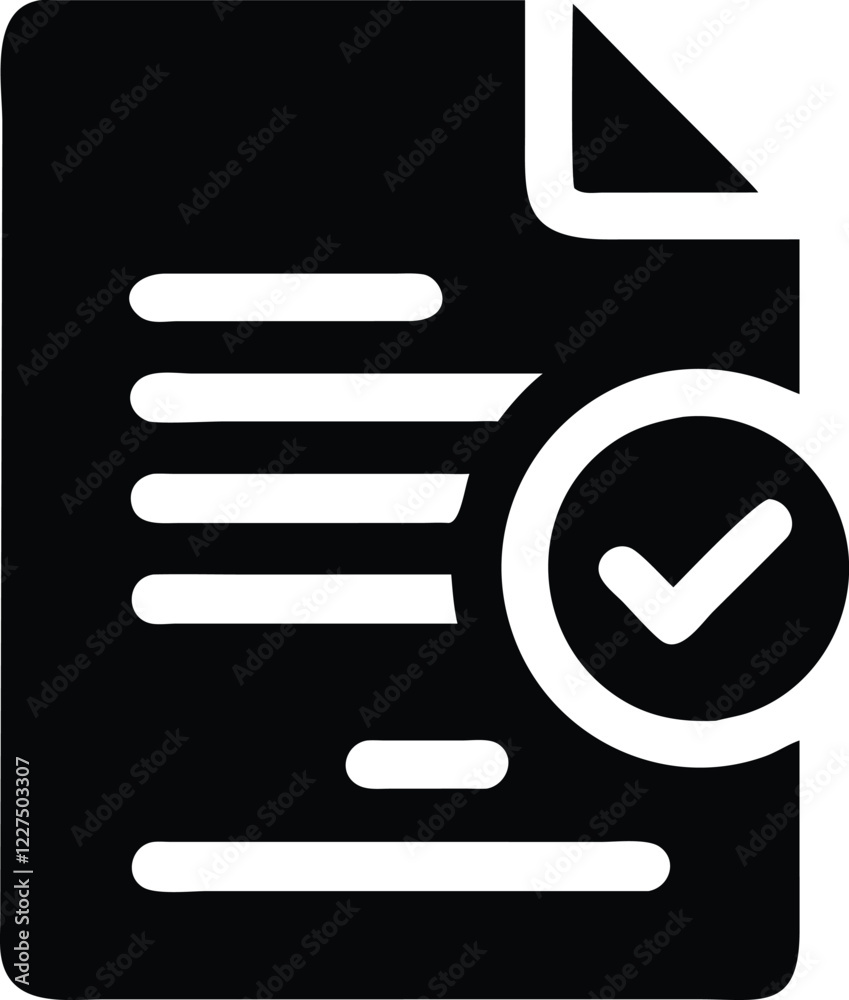Black and White Document Check Icon for Branding Black and White Document Check Icon for Branding
