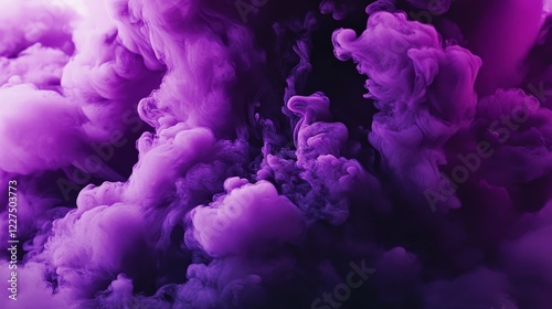 Dark isolated background enhances the intensity of purple smoke.