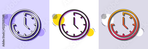 Time management line icon. Halftone dotted pattern. Gradient icon with grain shadow. Clock sign. Watch symbol. Line time icon. Various designs. Vector