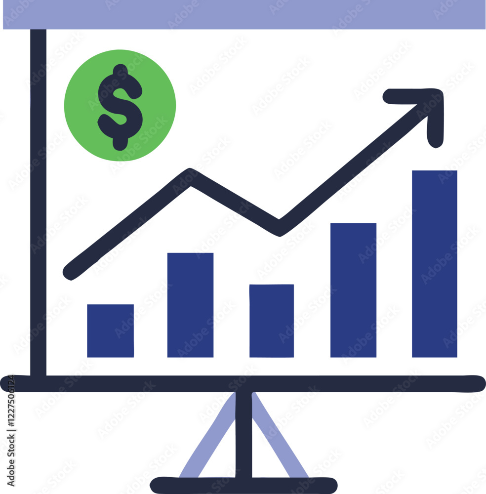 Economic Progress Icon for Business Analytics Economic Progress Icon for Business Analytics