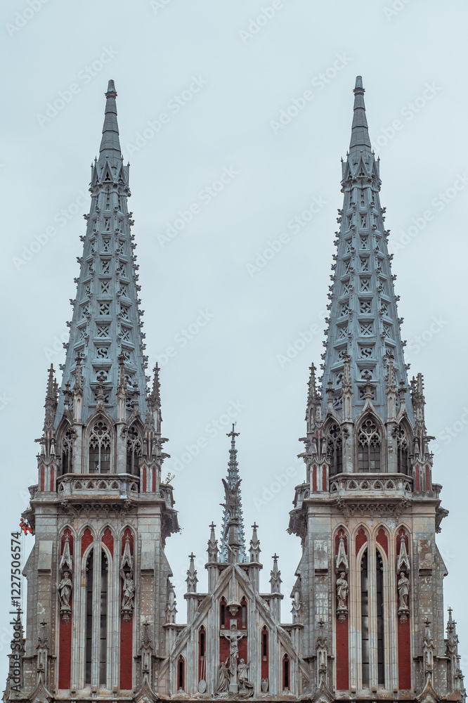Twin spires of St. Nicholas Roman Catholic Church in Kyiv, Ukraine Twin spires of St. Nicholas Roman Catholic Church in Kyiv, Ukraine