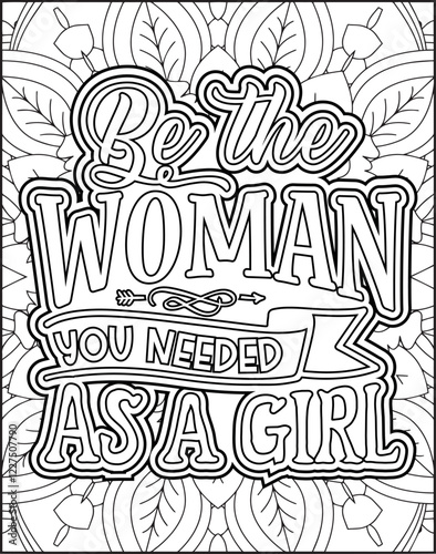 International Women's Day Quote Coloring Page. Happy Women's Day Motivational Quote Coloring Page.