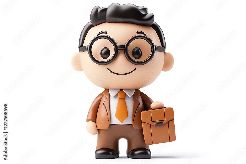 Obraz premium Happy Businessman Cartoon Character in Suit