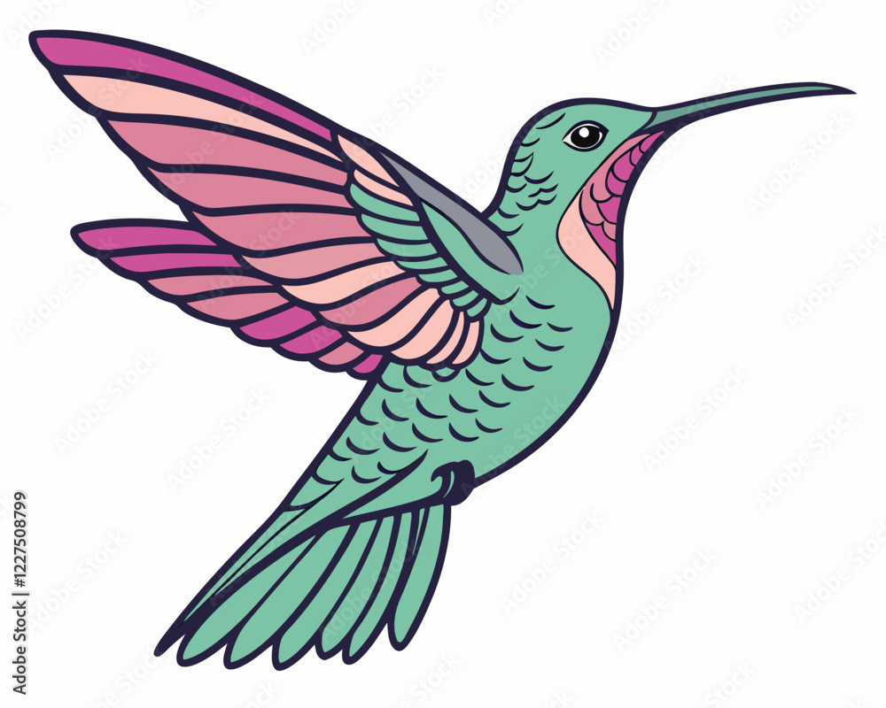 Obraz premium colorful hummingbird isolated on white background. Colorful Hummingbird Icon for AI and Nature-Themed Designs.