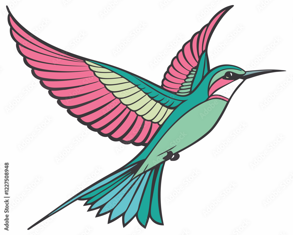 Obraz premium colorful hummingbird isolated on white background. Colorful Hummingbird Icon for AI and Nature-Themed Designs.
