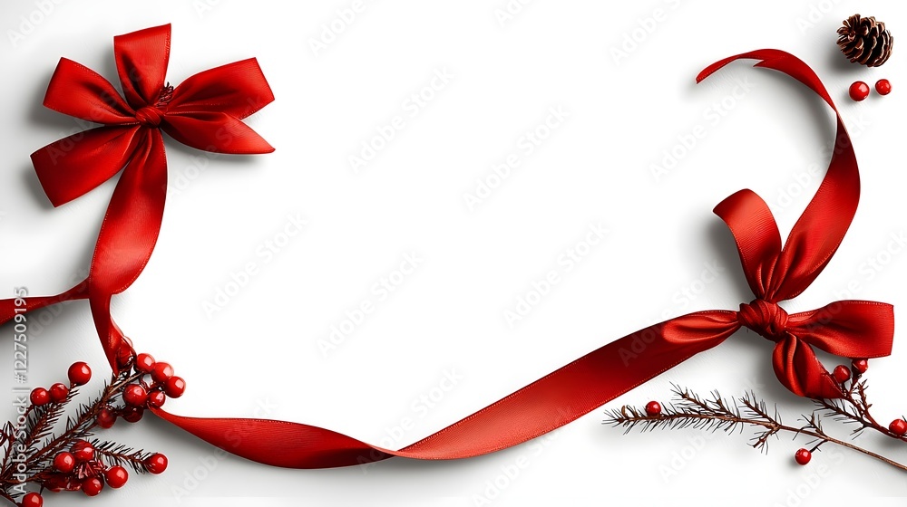 Charming holiday themed note card decorated with a luxurious ribbon bow in a traditional Christmas style evoking a sense of warmth and joy perfect for holiday greetings and special moments Charming holiday themed note card decorated with a luxurious ribbon bow in a traditional Christmas style evoking a sense of warmth and joy perfect for holiday greetings and special moments