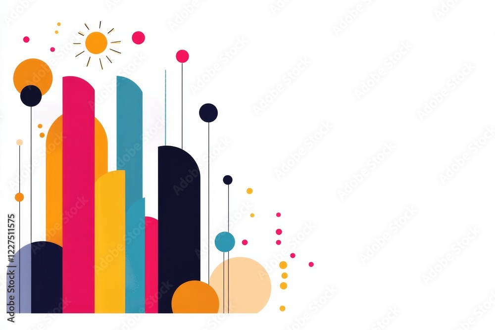 A minimalist bar graph with alternating heights, symbolizing fluctuating values, drawn in bold, primary colors with no additional details A minimalist bar graph with alternating heights, symbolizing fluctuating values, drawn in bold, primary colors with no additional details