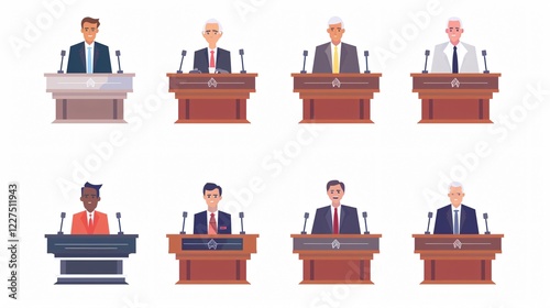 Politicians Negotiations Vector Set for Professional Use