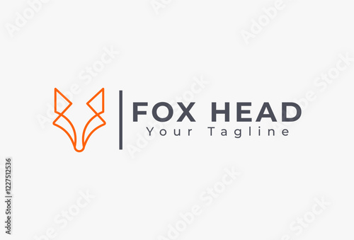 simple minimalist fox, wolf logo with Orange line art. Logotype concept for Wildlife, Mascot, Hunter, Predator, Tattoo, design for Business, Corporate, Company, Identity, Branding, Sign, Symbol, Shape