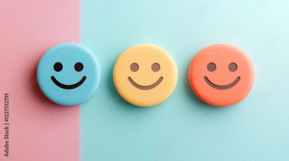 Fotografie Three Vibrant Smile Faces Exuding Positivity