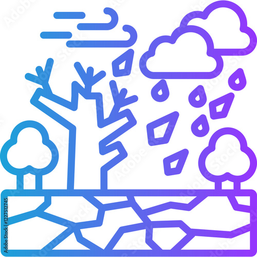 Heavy Rain line gradient icon
