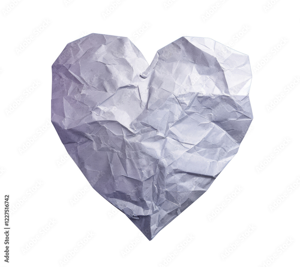 Crumpled paper heart isolated on white or transparent background Crumpled paper heart isolated on white or transparent background