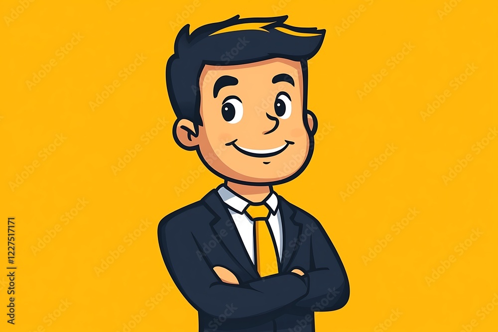 Happy Cartoon Businessman Character in Suit Happy Cartoon Businessman Character in Suit