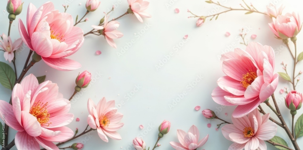 Obraz premium Delicate floral pattern, pastel hues, soft spring blooms, bright, floral