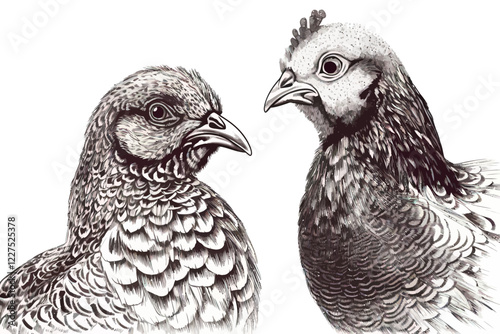 Obraz na płótnie Hand drawn partridge illustration. Background with bird. w salonie