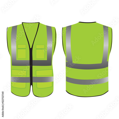 green worker vest icon,Isolated on white background.safety while working,building equipment,