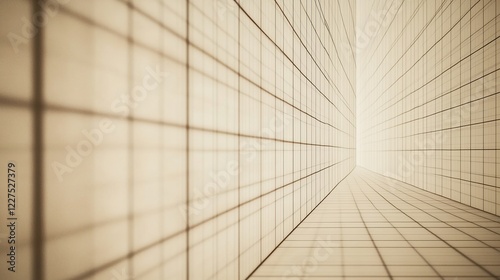 Grid lines of varying thickness overlapping symmetrically while alternating light and dark tones