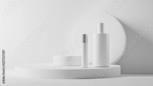 Modern White Cosmetic Products Mockup - Clean Design for Branding