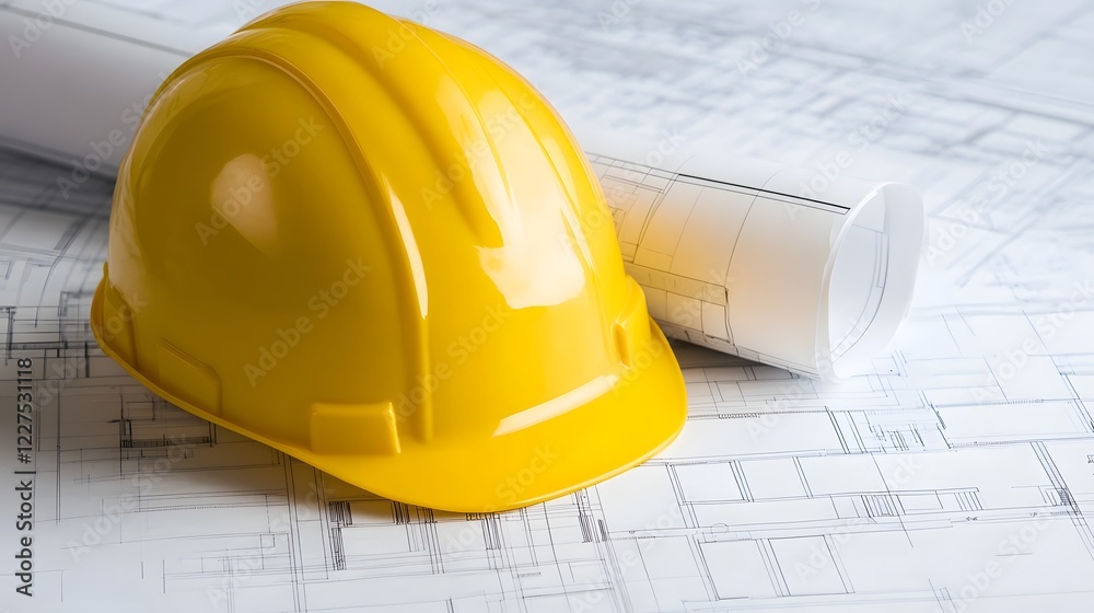 Safety-equipped Engineer Analyzing Blueprint at Construction Site Safety-equipped Engineer Analyzing Blueprint at Construction Site