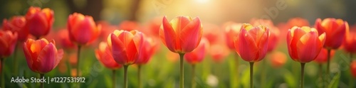 Fresh tulips, early morning dew Soft light, saturated colors , light, yellow