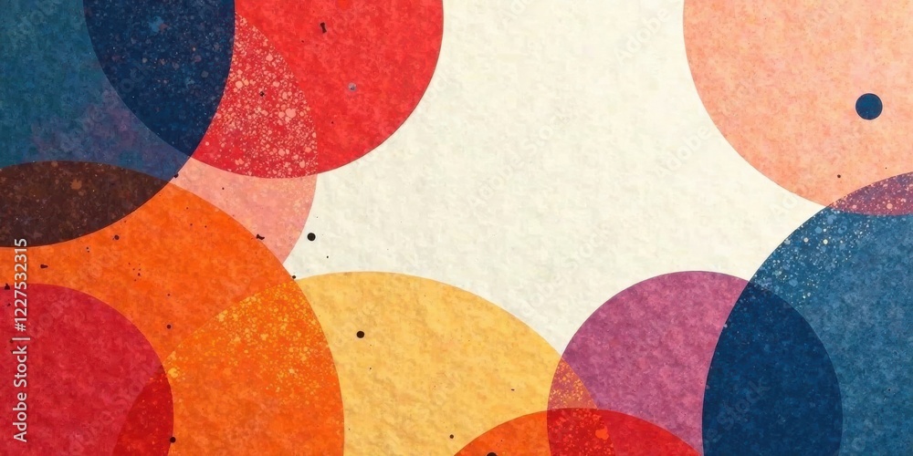 Abstract Colorful Overlapping Circles Design Featuring Warm and Cool Tones with a Textured Background