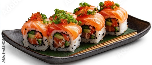 Stylish Individual Sushi Rolls Presentation Display Ideas for Food Photography and Social Media Marketing photo