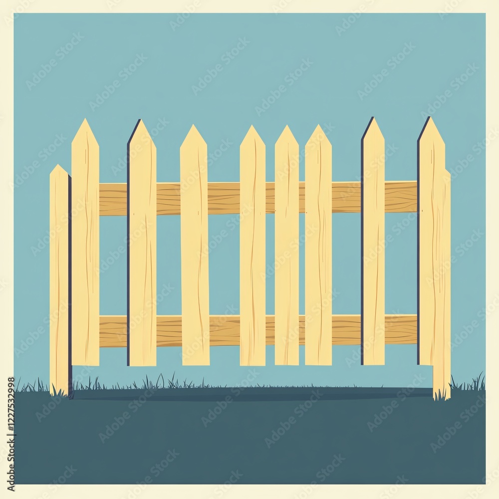 Rustic Wooden Fence Flat Vector Illustration for Country Farm Designs Rustic Wooden Fence Flat Vector Illustration for Country Farm Designs