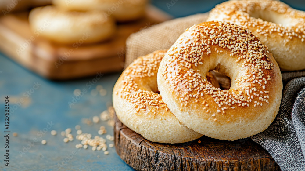 A close-up image of a sesame seed bagel showcasing its seeds, perfect for food-related projects and stock image needs. A close-up image of a sesame seed bagel showcasing its seeds, perfect for food-related projects and stock image needs.