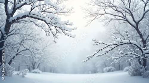 Wallpaper Mural A charming view of tree branches heavily laden with snow, set against a soft gray sky.  Torontodigital.ca