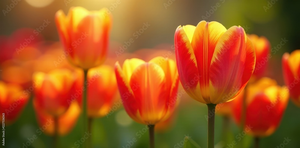 Red and yellow tulips in vibrant bloom, close-up view, petals, tulips Red and yellow tulips in vibrant bloom, close-up view, petals, tulips