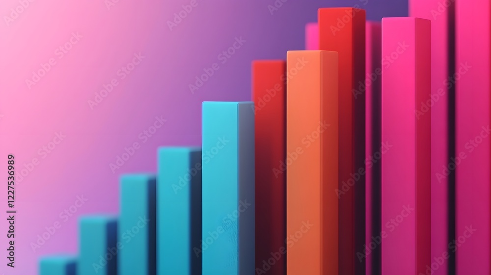 Fototapeta premium Vibrant 3D Professional Growth Graph Representing HR and Employee Development