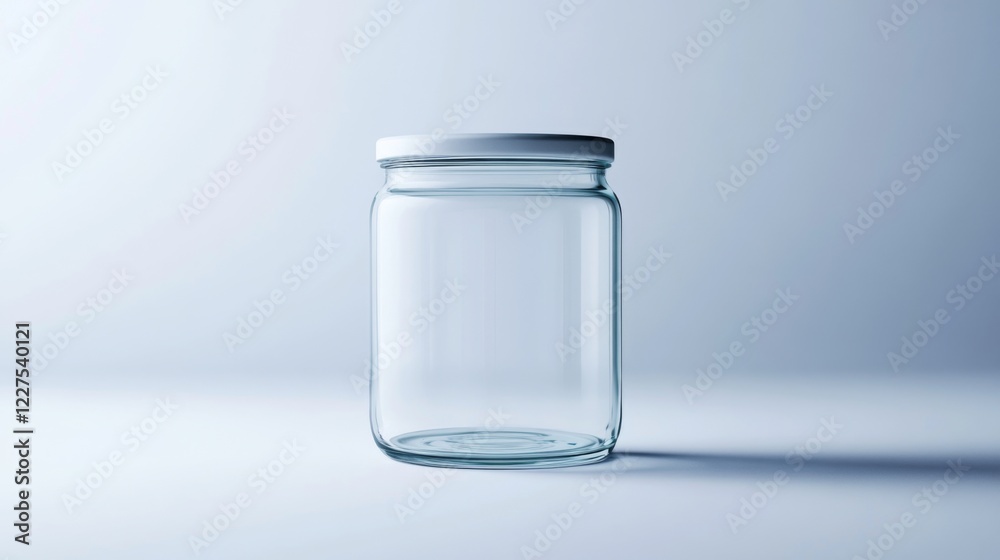 Empty Glass Jar with White Lid - Modern Food Storage Container Empty Glass Jar with White Lid - Modern Food Storage Container