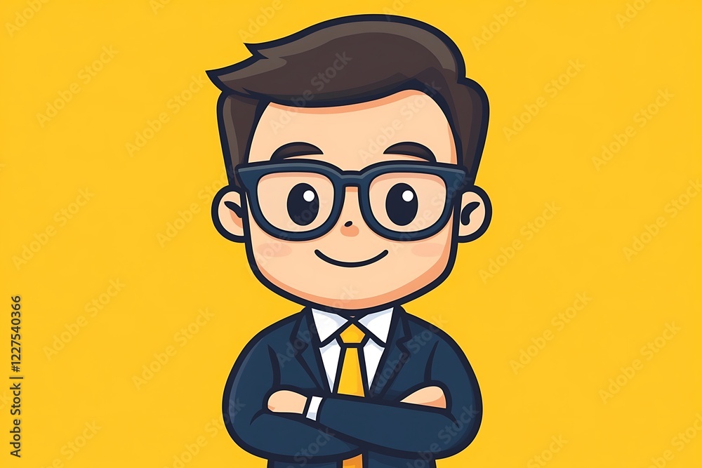 Smart Young Businessman Avatar Crossed Arms 3D Design Smart Young Businessman Avatar Crossed Arms 3D Design