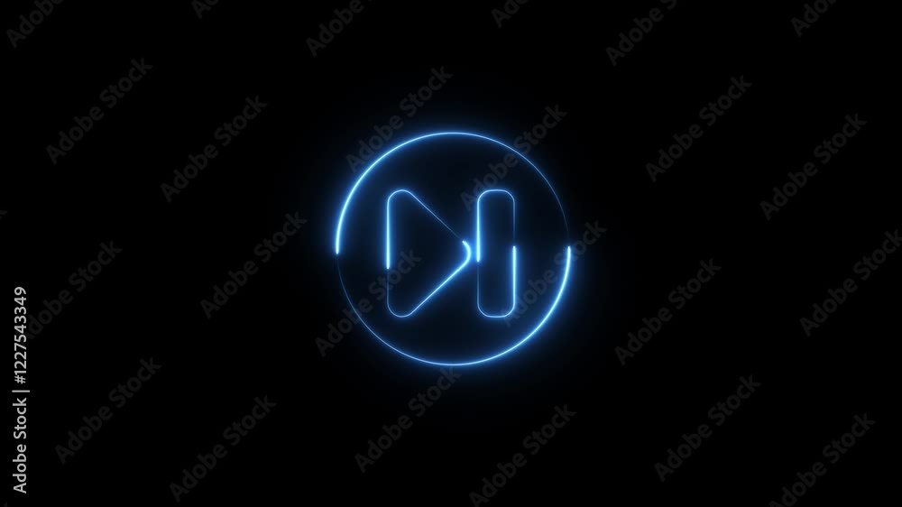 glowing neon cyan aqua color music player animation icon static next video audio play button circle animated on black background glowing neon cyan aqua color music player animation icon static next video audio play button circle animated on black background