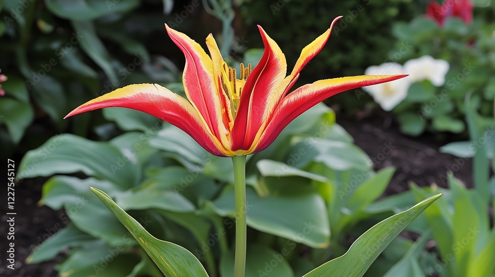 Fototapeta premium Vibrant Red and Yellow Flower Petals Creating a Stunning Focus Point