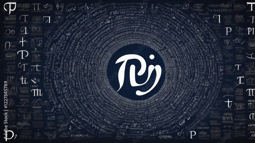 Obraz premium Pi Day, Math Lovers, Pi Background, Typography Art, Math Art, Foreign Typography, Pi Day Design, Mathematical Art, Geek Chic, Pi Symbol, Infinite Pi, Number Art, Pi Equation, Math Wallpaper, Pi Aesthe