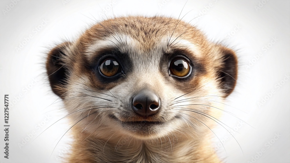 Adorable Meerkat 3D Render, Macro Close-up, Isolated on White Background Adorable Meerkat 3D Render, Macro Close-up, Isolated on White Background