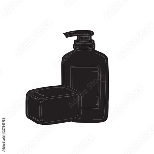liquid and frozen shower gel silhouette icon,vector illustration on white background.