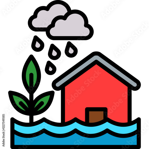 Flood lineal color icon
