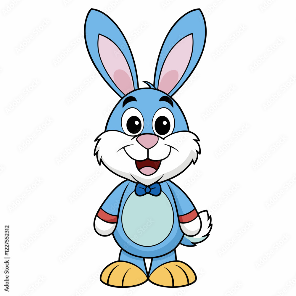 Obraz premium Easter Bunny, Cute Easter Bunny Holding Egg , Cartoon Rabbit Clipart