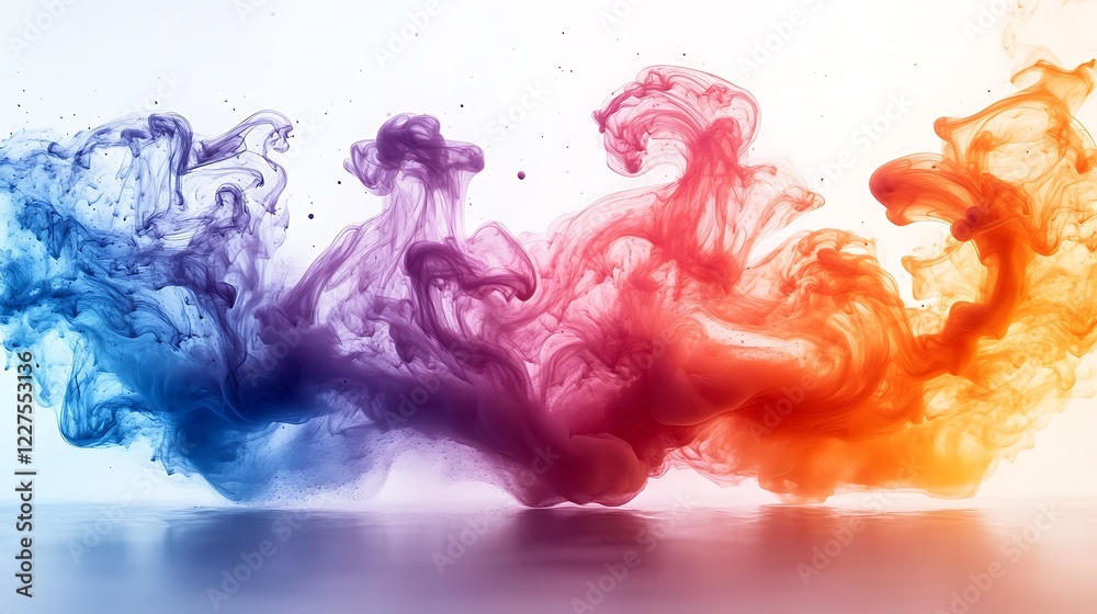 Fototapeta premium Abstract Swirls of Color: A mesmerizing abstract image featuring swirling vibrant hues of blue, red, orange, and purple, reminiscent of liquid smoke or ink in water.