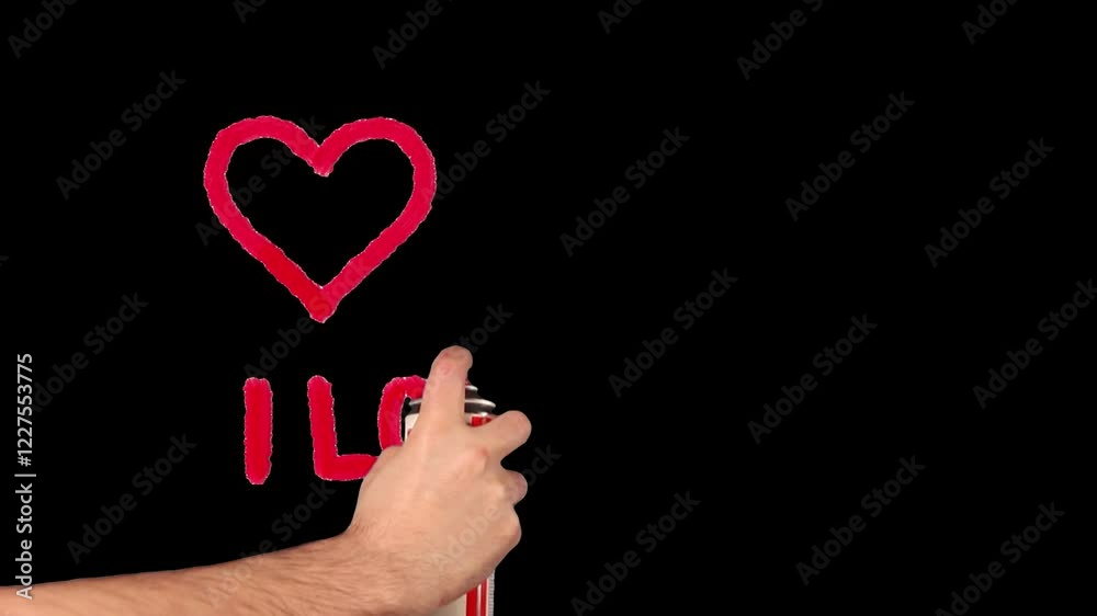 Writing I Love You With Spray, Alpha Channel Writing I Love You With Spray, Alpha Channel