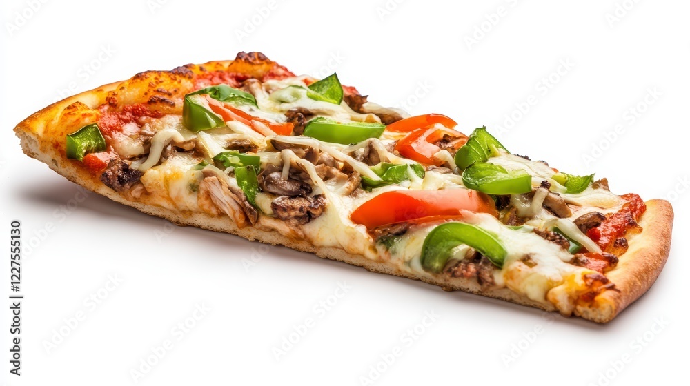 Freshly Baked Pizza Slice with Colorful Vegetable Toppings Freshly Baked Pizza Slice with Colorful Vegetable Toppings
