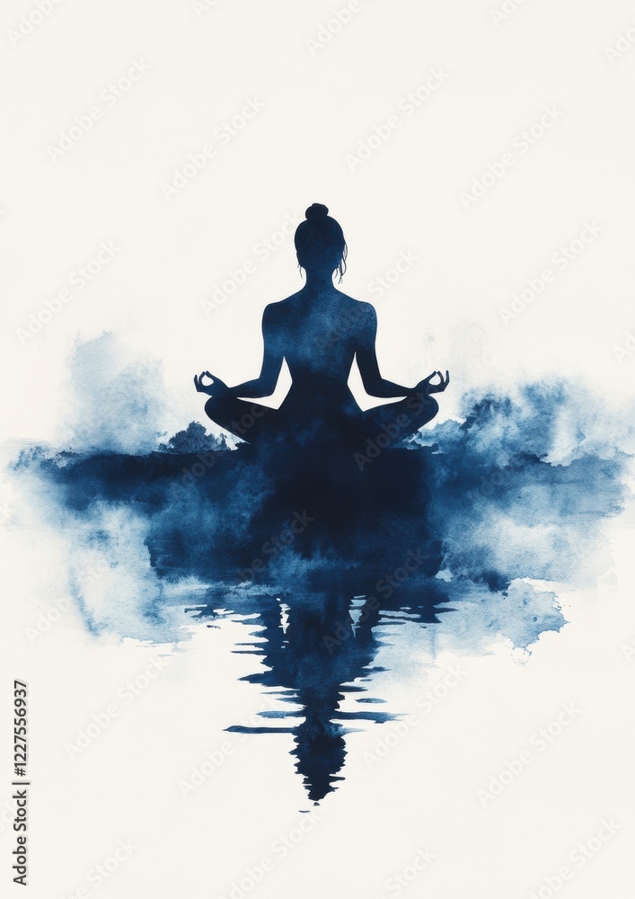 A person is doing medication with tranquil peaceful settings.