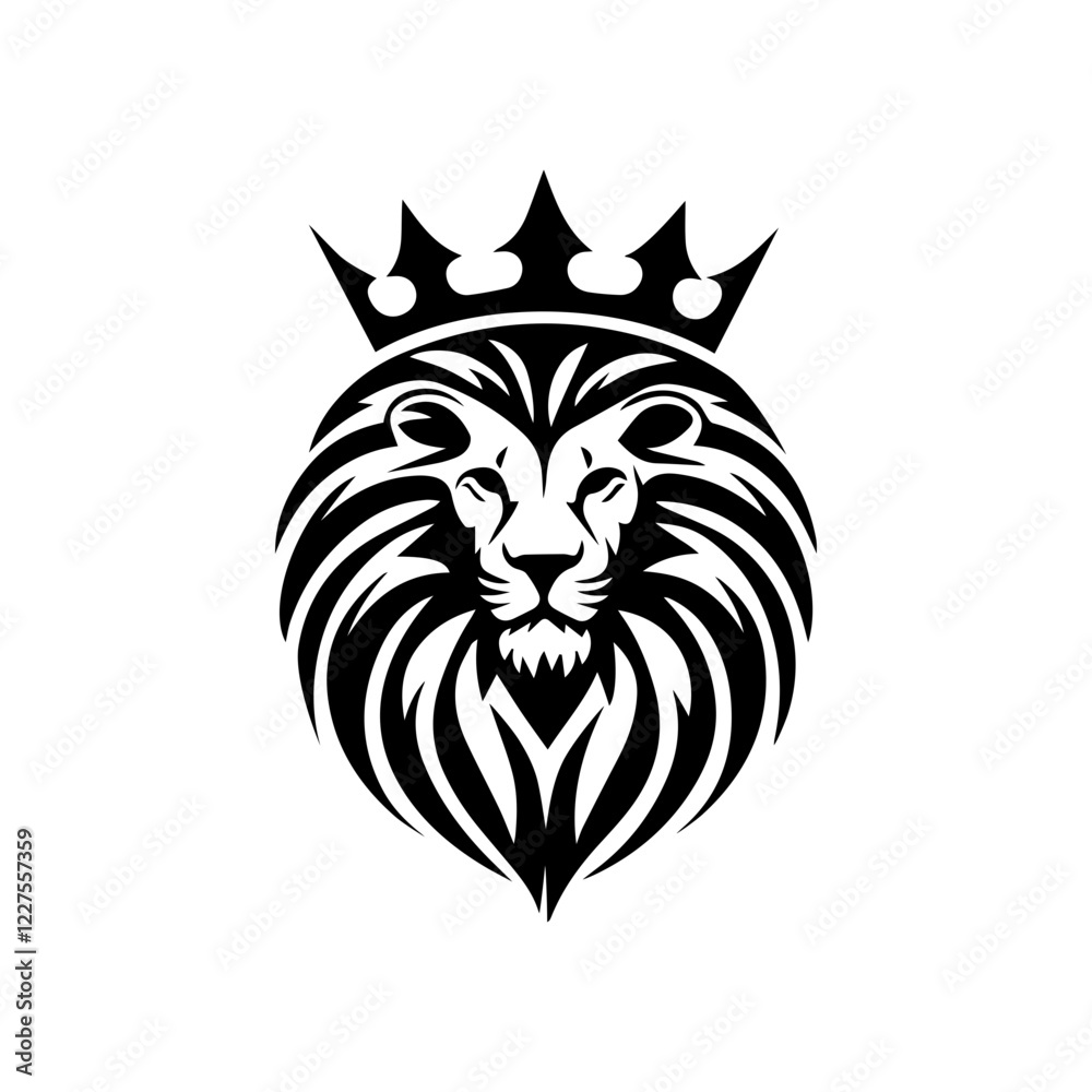 Fototapeta premium Lion head logo black and white vector end station and brand design