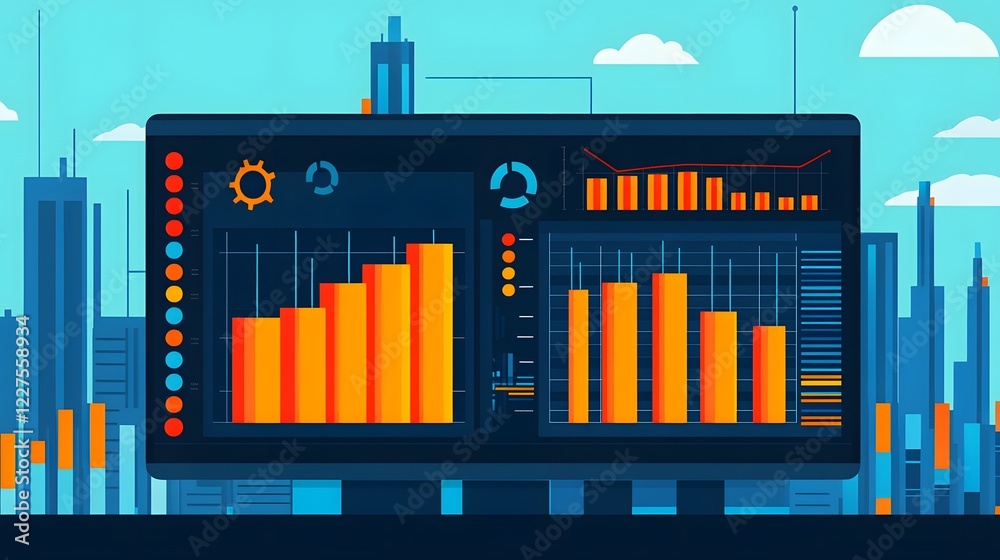 Obraz premium Digital Sustainability Dashboard Displaying Environmental Performance Metrics