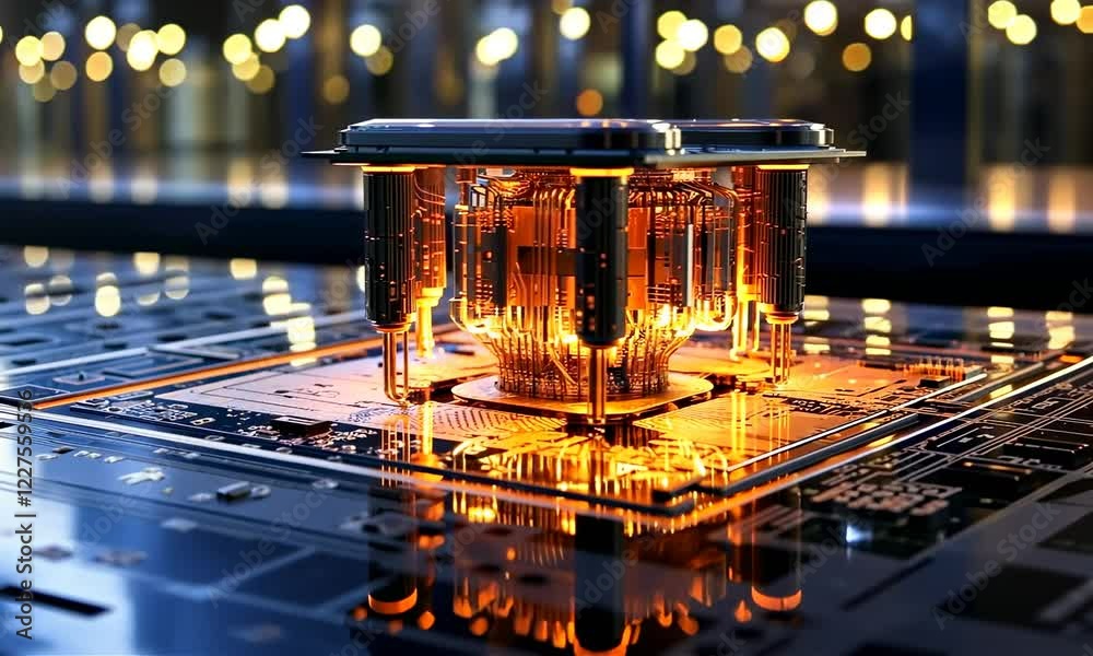 Quantum chip, part of quantum computer. How quantum technology may look ...